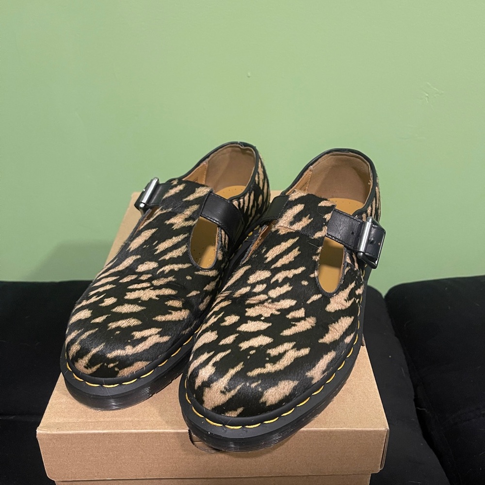 Dr. Martens Black and Tan Leopard Mary Jane Flats - Picture 2 of 3
